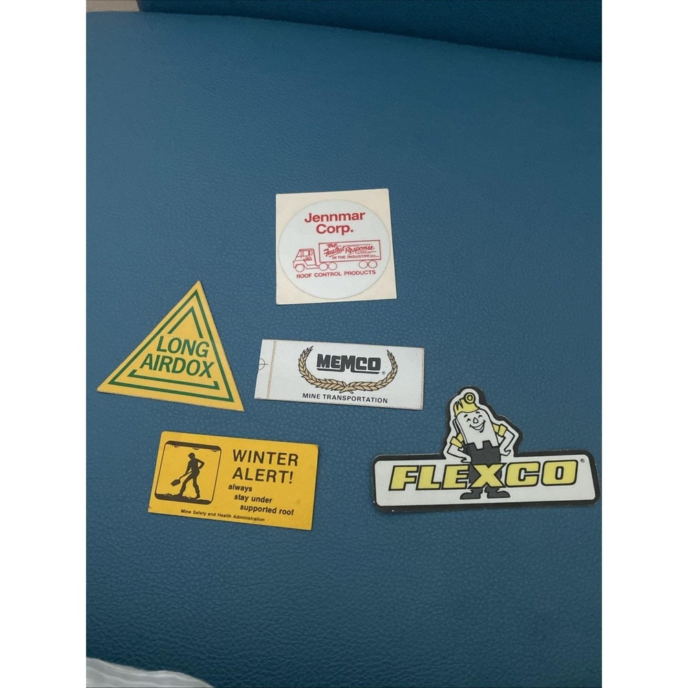Vintage Coal Mining Stickers Hard Hat Decal Lot Flexco Long Airdox Jennmar MSHA